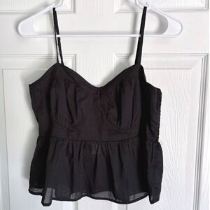 American Eagle Peplum Camisole Top Large Black Smocked Bustier Cami New